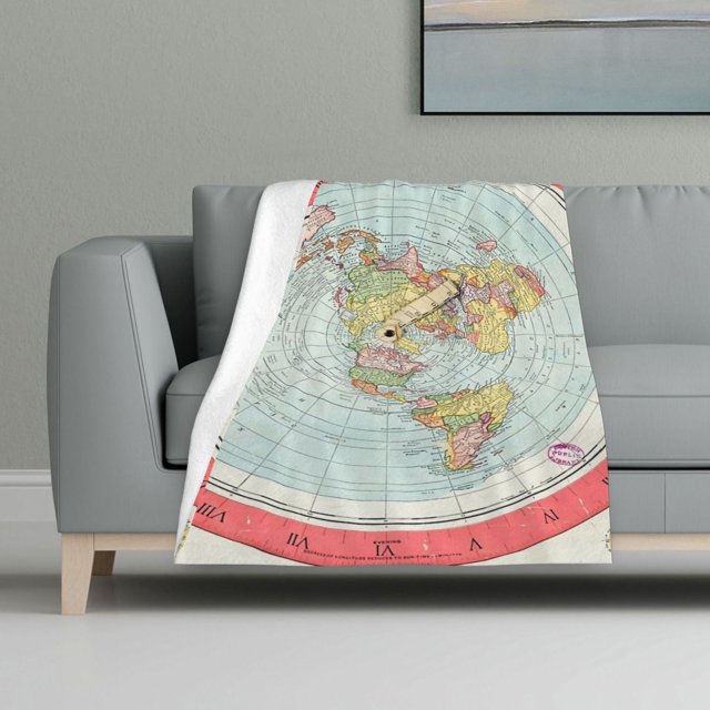 Manta con estampado multicolor, manta de franela súper suave, ligera y esponjosa, manta de cama Flat Earth - Gleason'S Map
