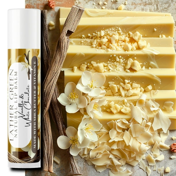 Vanilla & White Chocolate Natural Lip Balm, Pack of 3 by LatherGreen