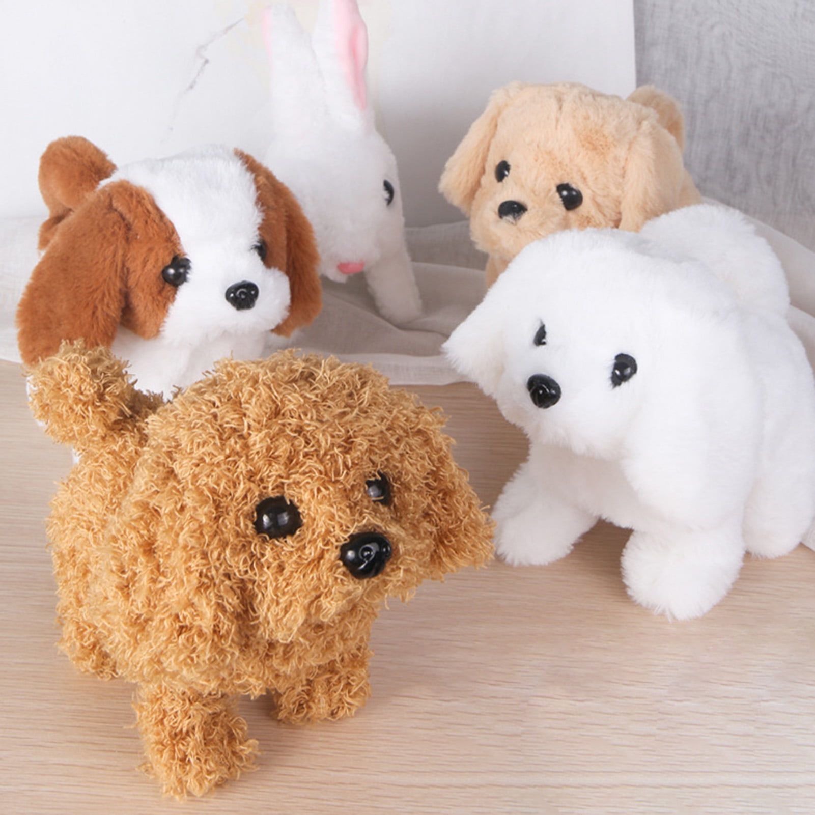 Electric Plush Simulation Display Mold Smart Dog Plush Puppy Toy For  Children Walking Teddy Rabbit Tail Wagging Ass Shaking Toy