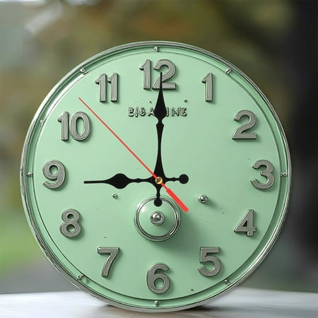 Mint Green Wall Clock Large Metal Numbers Retro Vintage Home Decor 10-Inch Silent Wooden Wall Clock, Battery Operated (AA Batteries Not Included), Artistic Home Decor