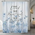 thumbnail image 3 of You are Beautiful Shower Curtain Bible Verse Blue Butterfly Botanical Spring Shower Curtains for Church Wedding Bathroom Bathtubs Waterproof Fabric Shower Curtain with Hooks 72x84 Inches, 3 of 6