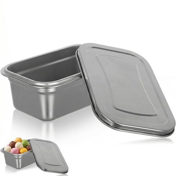 Reusable Stainless Steel Ice Cream Container with Lid, Stackable Freezer Tub for Homemade Gelato, Sorbet and Frozen Yogurt