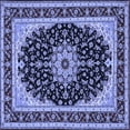 thumbnail image 1 of Ahgly Company Indoor Square Medallion Blue Traditional Area Rugs, 3' Square, 1 of 4