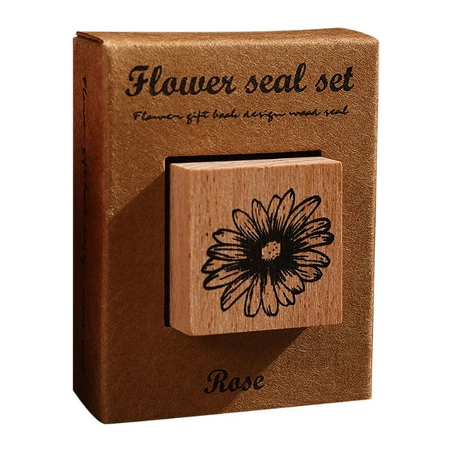 Nilvkv Flower Ritual Seals Flowers and Rites Collection Decorative Hand Tent Seals Vintage Wood Chi1dren's Seals Plant Flower and Grass Material Printing and Painting