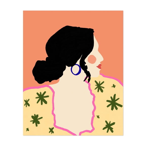 Profile - India Digital Art Modern Art Minimalist Abstract Boho Fashion Pop Art Floral Unframed Wall Art Print 8 x 10 inches