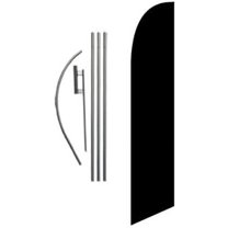 Solid Black Advertising Feather Banner Swooper Flag Sign with 15 Foot Flag Pole Kit and Ground Stake