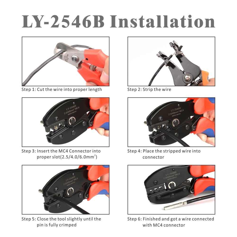 ABPETE iCrimp Solar PV Cable Crimping Tool for IWS4 Solar Connectors, AWG14-10,2.5/4/6mm2, Solar Crimper