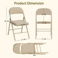 thumbnail image 4 of ELMERTON 4 Pack Khaki Folding Chairs with Padded Cushion and Back, Portable Heavy Duty Metal Frame Commercial Seat with 350-LBS Capacity, Foldable Indoor Outdoor Chairs for Office Party Event Kitchen, 4 of 8