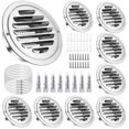 thumbnail image 2 of 8 Pcs Air Soffit Vents, 4" Stainless Steel Air Outlet Vents, Round Louvered Grille Covers with Screen Mesh, Flat Ducting Air Ventilation Outlet Hoods, Wall Air Soffit Vents for Home, Office, 2 of 7