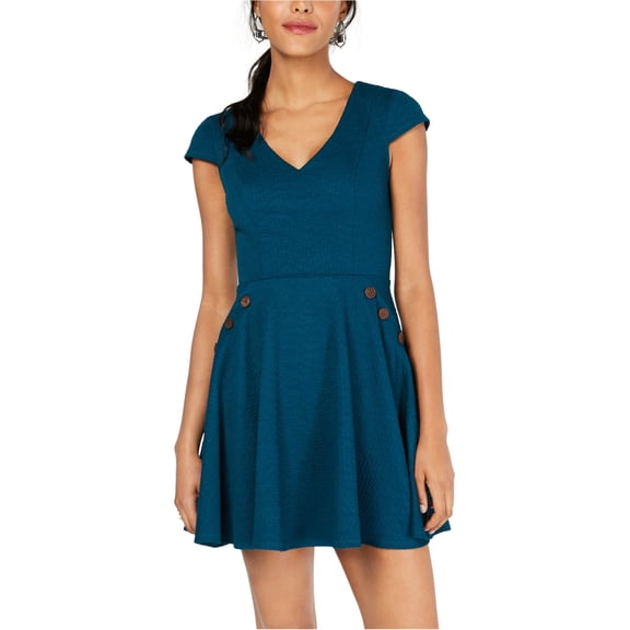 City Studio Womens Sailor-Button Fit & Flare Dress, Green, Juniors, 11