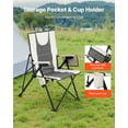 thumbnail image 6 of Folding Camping Chair with 3 Reclining Positions High Back Padded Armrest Headrest 260lbs Capacity Portable Outdoor Beach Lawn Sports Travel Chair, 6 of 6