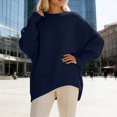 thumbnail image 2 of Oversized Knit Sweater Soft Casual Crewneck Pullover Long Sleeve For Fall Winter Comfort Wear, 2 of 5
