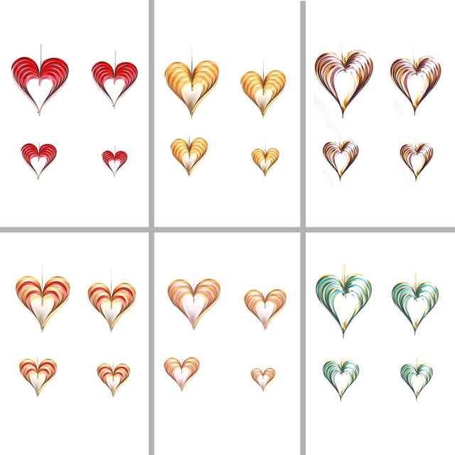 Adornos Corazón 3D en Oro y Morado para Decoración Romántica de Ventanas, Paredes y Fiestas de San Valentín - Juego de 4 Piezas con Gancho