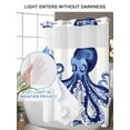 thumbnail image 6 of No Hook Shower Curtain with Snap-in Liner, Navy Blue Octopus Coastal Waterproof Fabric Bathroom Curtains, Nautical Summer Beach Ocean Bath Curtains & Mesh Top Window Stand Up Stall 54"x78", 6 of 9