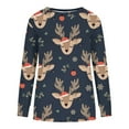 thumbnail image 3 of EGNMCR Chandails en Molleton à Capuche pour Femmes, Chandails en Molleton pour Femmes, Hauts Décontractés Mode pour Femmes Manches Longues Imprimé de Noël Col Rond Couverture Chandail Chandails en Molleton Women Blouse, 3 of 3