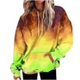 thumbnail image 2 of Oiangi Women's Plus Size Hoodie Fall Long Sleeve Drawstring Tie Dye Sweatshirts Casual Graphic Halloween Pullovers with Pockets Yellow L, 2 of 7