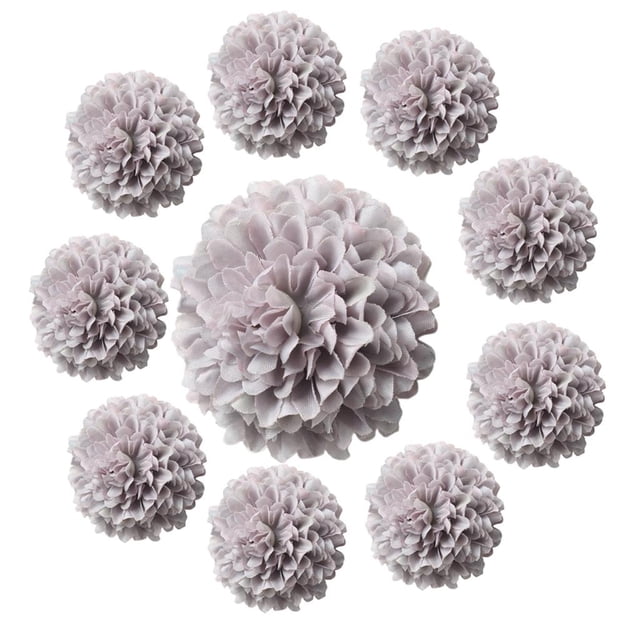 10 piezas de flor de crisantemo de seda artificial de 5,5 cm para boda de bricolaje - Gris Soledad cabeza de flor