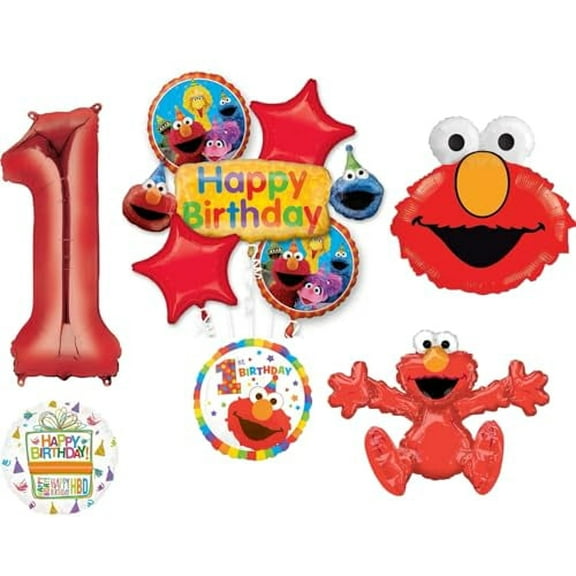 Elmo Sesame Street 1st Birthday Party Supplies Balloon Bouquet Decorations