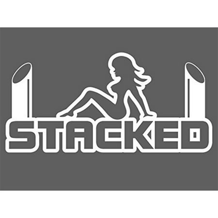 Patriotic Mud Flap Girl - Stacked Diesel Mud Flap Girl Vinyl Cut Decal With No Background | 6 Inch White Decal | Car Truck Van Wall Laptop Cup