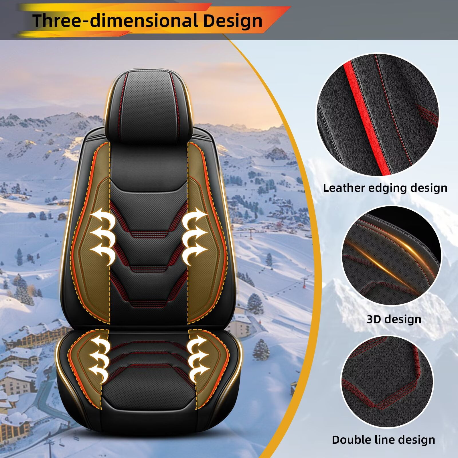DIKSOAKR 2 Front Seat Car Seat Covers Fit for Buick LaCrosse 2008-2019: Auto Interior Accessories, Waterproof Faux Leather Vehical Car Seat Cushions Cover（Black&Red,2 PCS Front Only）