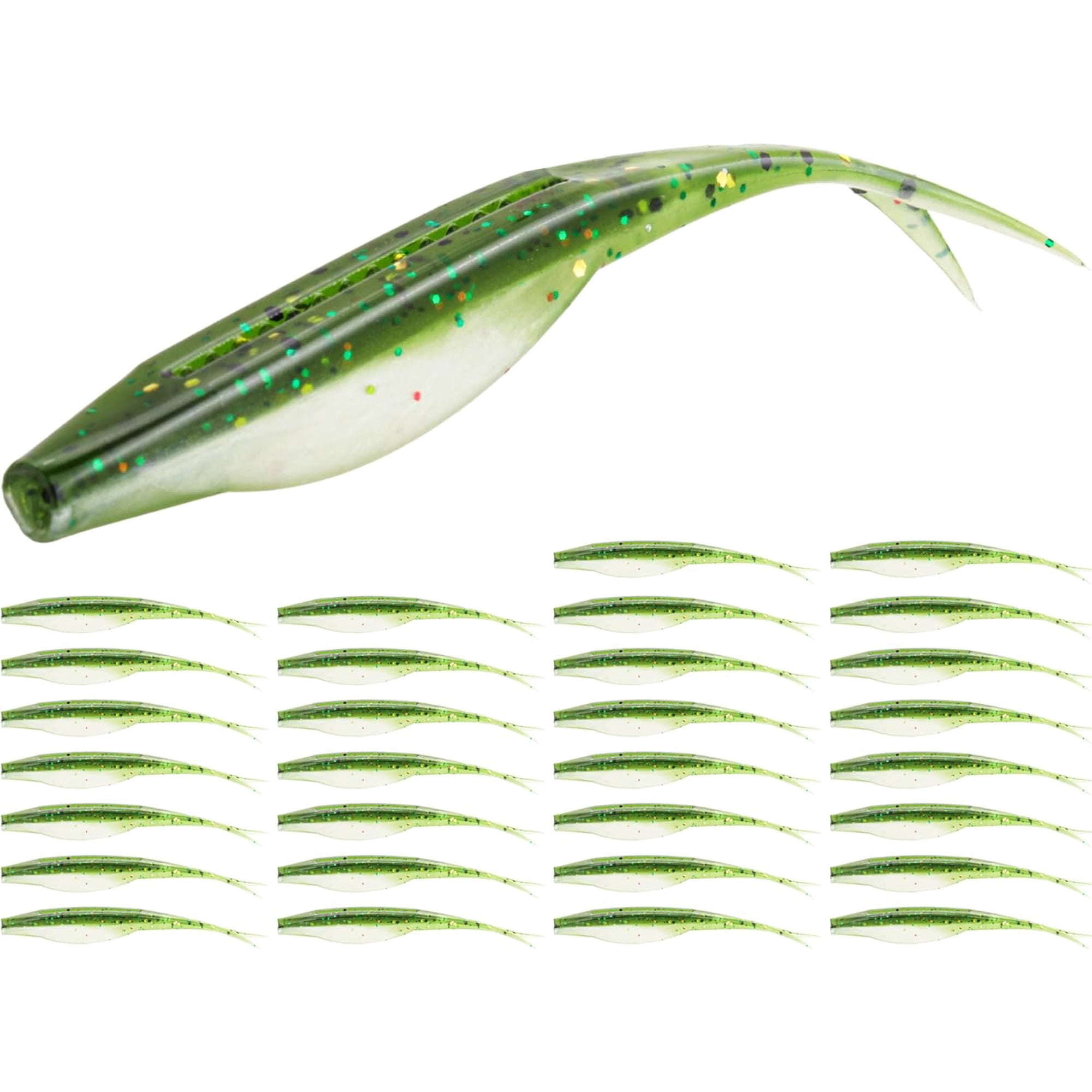 Forked Tail Soft Baits- Realistic Jerk Bait & Fluke Action Soft Lures for Bass Trout & Crappie - Versatile Freshwater & Saltwater Fishing Bait (2.75 -5 )