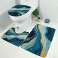 thumbnail image 2 of Blue Gold Wave Marble Pattern Bathroom Rugs Sets 3 Piece,Toilet Cover Set,Absorbent Non Slip Bathroom Mats Sets with U-Shaped Contour Rug Toilet Rug Set, 2 of 5
