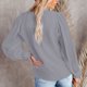 thumbnail image 4 of Blusa de Mujer Cuello en V Manga Larga Camisa Informal de Color Puro Cómoda para la Oficina en casa Gris M, 4 of 6