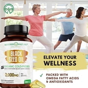 Mother Nature Organics Black Seed Oil Capsules 2000mg – 180 Softgels | Supports Heart, Immune & Digestive Health | Promotes Hair & Nail Strength