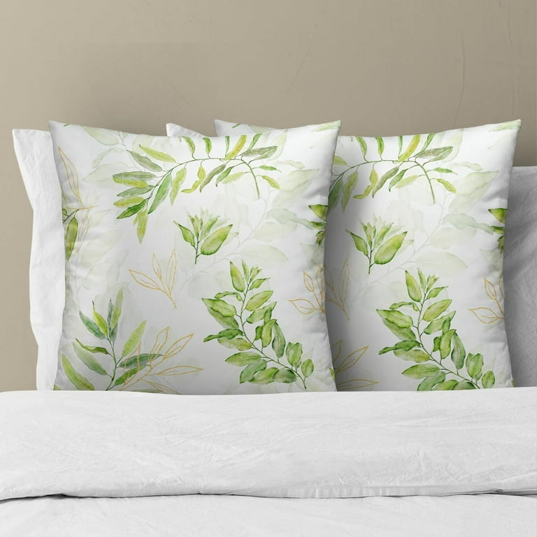 Spring Sage Green Leaf Pillow Covers 20x20 Set of 2 Eucalyptus