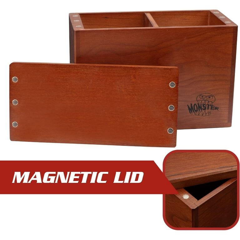 Monster Wooden Double Deck Box w Strong Magnetic Lid & Band- 250 Sleeved Cards Monster Wooden Double Deck Box w Strong Magnetic Lid & Band- 250 Sleeved Cards