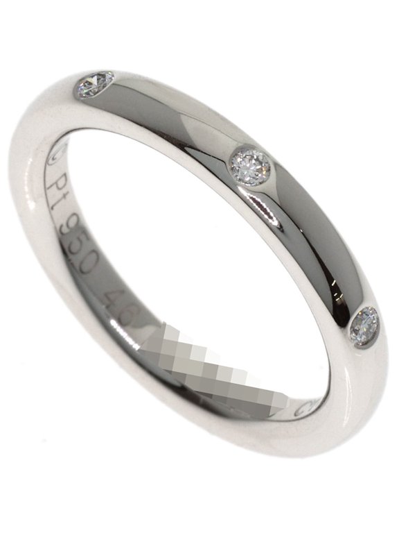 Pre-Owned Van Cleef & Arpels Tendrement Etoile 3P Diamond Ring #46 Platinum PT950 Women's