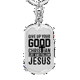 thumbnail image 5 of Follow Jesus Stainless Steel or 18k Gold Premium Swivel Dog Tag Keychain, 5 of 10