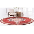 thumbnail image 2 of Unique Loom Utopia Collection Traditional Medallion Vintage Warm Tones Round Rug, 8', Burgundy/Beige, 2 of 2