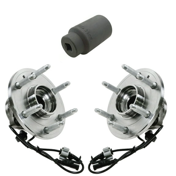 TRQ Front Wheel Hub & Bearing Pair w/ 36mm Socket for Chevy GMC Cadillac 4WD BHA85005 Fits select: 2007-2013 CHEVROLET SILVERADO, 2007-2014 CHEVROLET TAHOE