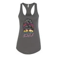 thumbnail image 3 of Messy Bun Salty AF | Cool Neon Leopard Print Bandana | Fashion Ladies Racerback Sleeveless Top, Dark Grey, L, 3 of 5