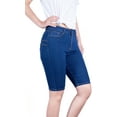 thumbnail image 2 of 2Luver, Women's, 5 Pocket Basic Ripped Denim Bermuda Jeans Shorts, Blue, 15, 2 of 3