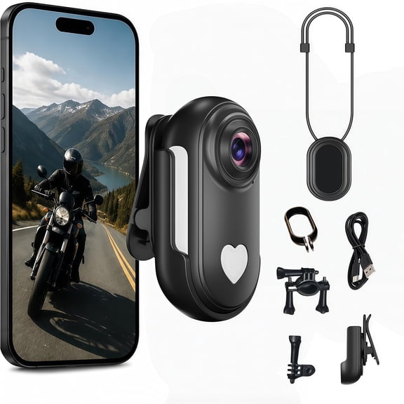 1080P Ultra-Light Mini Body Camera, WiFi Wearable POV Cam with 360° Swivel Clip, 130° Wide Angle Action Camera for Cycling Motorcycle Vlogging (No Memory Card)
