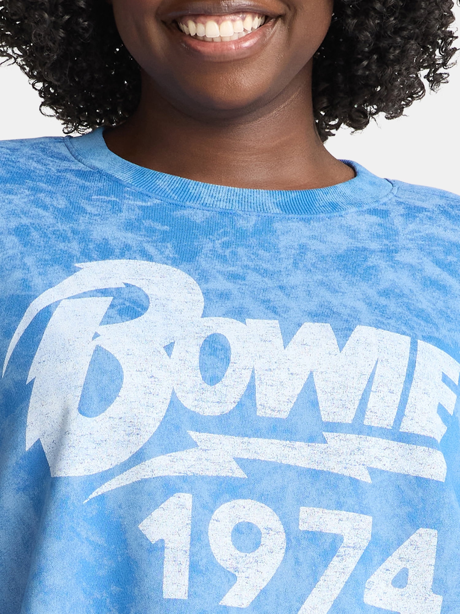 Terra & Sky Women's Plus David Bowie 1974 Graphic Sweatshirt with Long Sleeves, Sizes 0X-5X