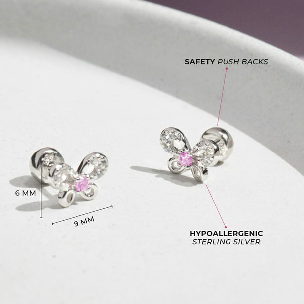 Sterling silver earrings store for babies safe