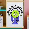 thumbnail image 1 of Adhesivos de pared de PVC con forma de carita sonriente con dibujos animados «No Music No Life», 29,, 1 of 3
