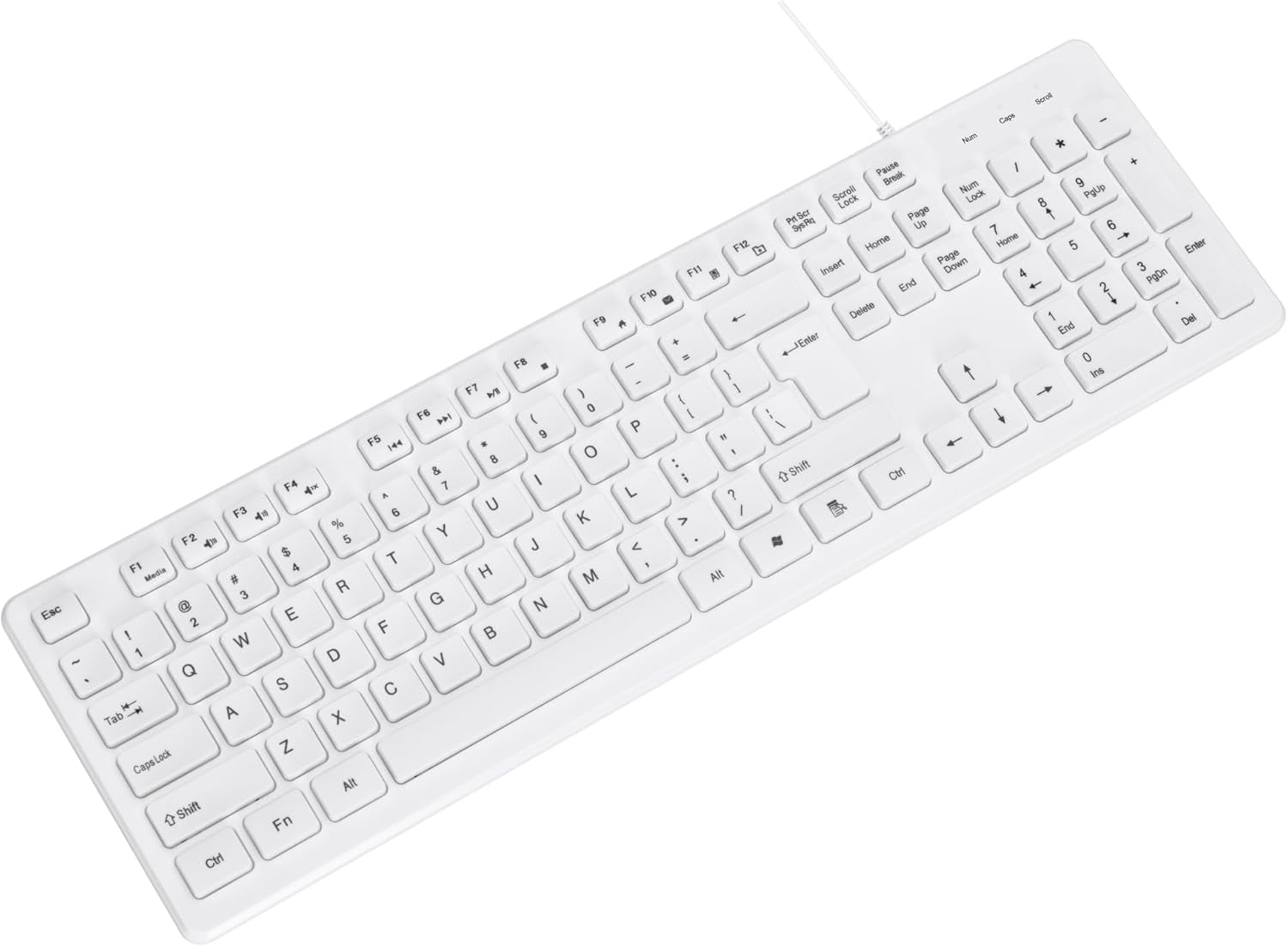 MCSaite Wired White USB 104 Keys Computer Keyboard with Stands,Waterproof - US Layout Compatible for Windows, PC, Laptop