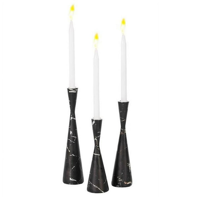 Fabulaxe QI004063.BK.3 2 x 10 Po Décoratif Résine Cône Marbre Design Moderne Chandeliers&44; Noir - Lot de 3