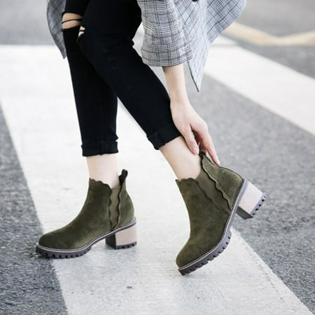 

Ovzne Ankle Boots For Women Rain Boots For Women Women s High Heels Thick Heel Boots Women s Fleece Pointed Toe Short Boots Clearance