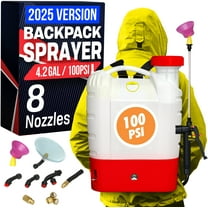 Battery Powered Backpack Sprayer, 4.2-Gallon, 8 Nozzles, 100 PSI, for Lawn & Garden