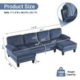 thumbnail image 2 of UBesGoo 111" Modular Sectional Sofa with Double Chaise, U-Shaped Cloud Corduroy Couch, 4 Seat Sofa Lounge Sleeper Furniture for Living Room, Blue, 2 of 12