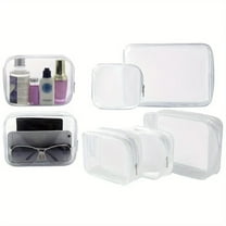Cosmetic Travel Bags 5 Pack Clear - TSA Approved Toiletry Pouches, Zippered Plastic Organizer for Makeup & Vacation Essentials (Mixed Size)