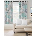 thumbnail image 4 of Turquoise Coral Conch Blackout Curtains for Bedroom Living Room, Starfish Turtle Shell Wood Grain 54 In Long Thermal Insulated Room Darkening Drapes Grommet Window Treatments, 52 x 54 In, 4 of 9