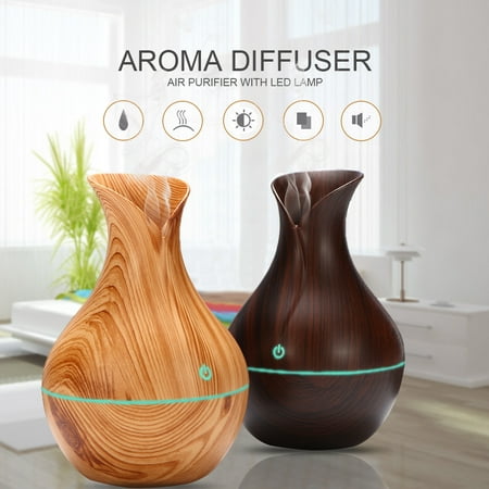 - 7 LED 130ML USB Charging Air Humidifier Essential Oil Diffuser Atomizer Ultrasonic Humidifier Wood Grain Aromatherpy Diffuser Home Office