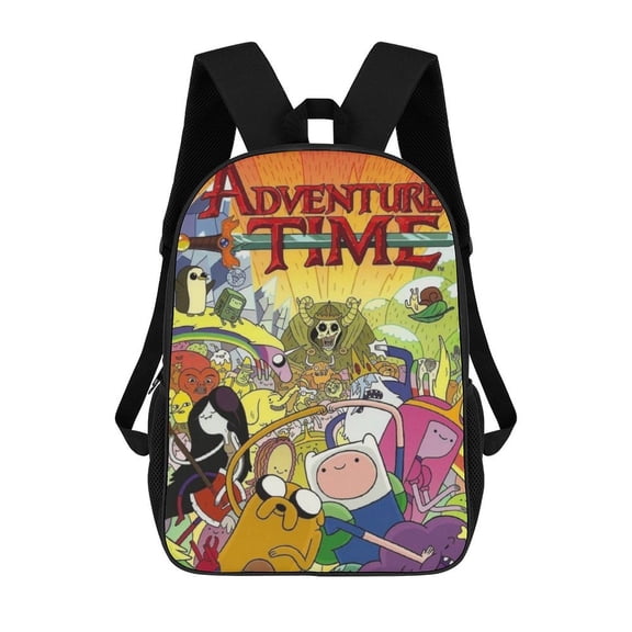 Adventure Time Printed Backpack 17 Inch Shoulder Backpack Lightweight High-capacity Casual Daypack Bookbag