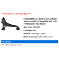 thumbnail image 2 of Front Right Lower Control Arm and Ball Joint Assembly - Compatible with 1991 - 1993 Chrysler New Yorker 1992, 2 of 2